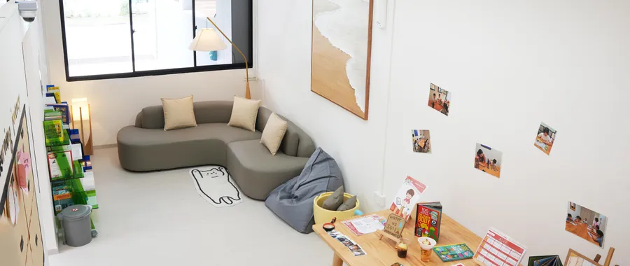 Welcoming lounge space families see when they visit the Eunos centre